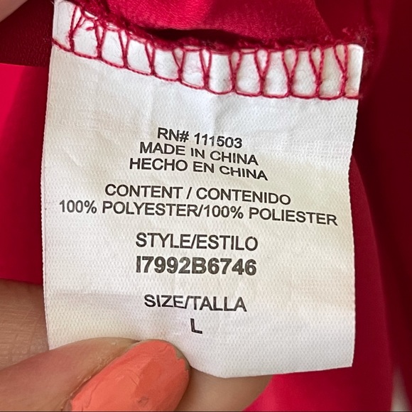 Lili White Red Lace Blouse Long Sleeve - Picture 6 of 7